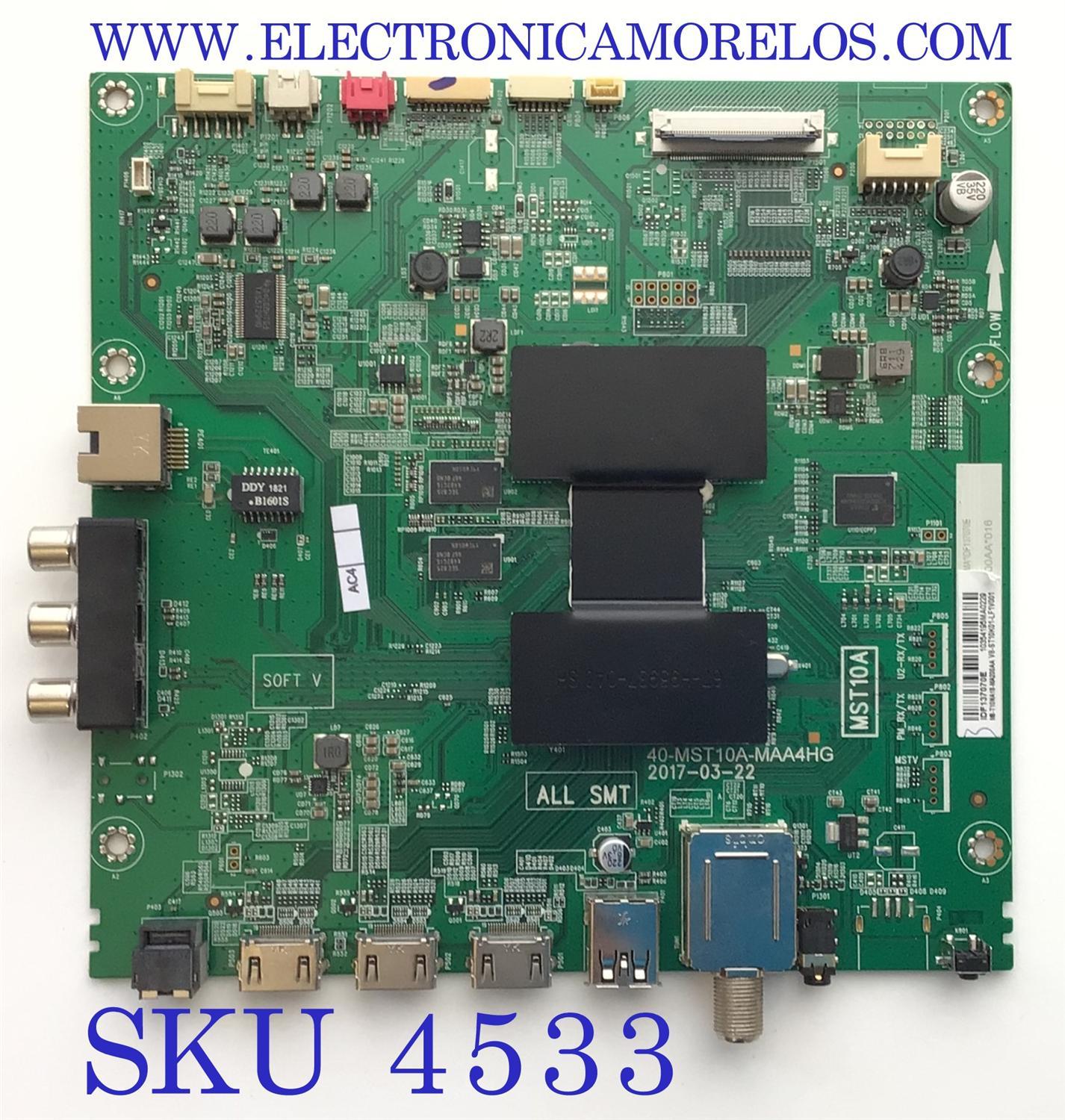 MAIN PARA SMART TV HITACHI 4K RESOLUCION (3840 x 2160) / NUMERO DE PARTE M8-T10NA18-MA200AA / 40-MST10A-MAA4HG / IDF137070E / V8-ST10K01-LF1V001 / 10354195MA0229 / MODELO 65R80